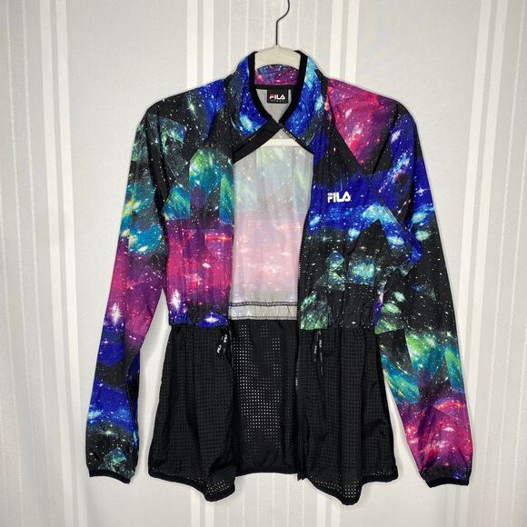 FILA Sport Long Sleeve Galaxy Mesh Zip Up Windbreaker Size Small Running Jacket - Picture 2 of 11